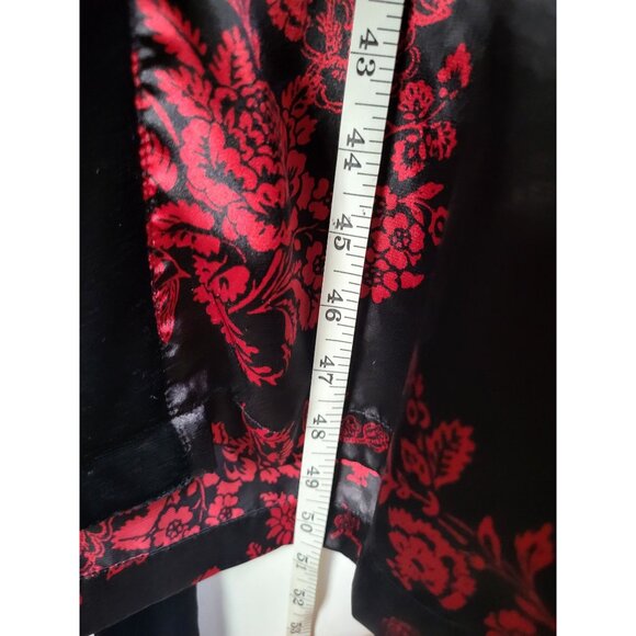 Morgan Taylor Intimates S/M Floral Satin Velvet Trim Robe Sexy Black Red Goth - Picture 8 of 8